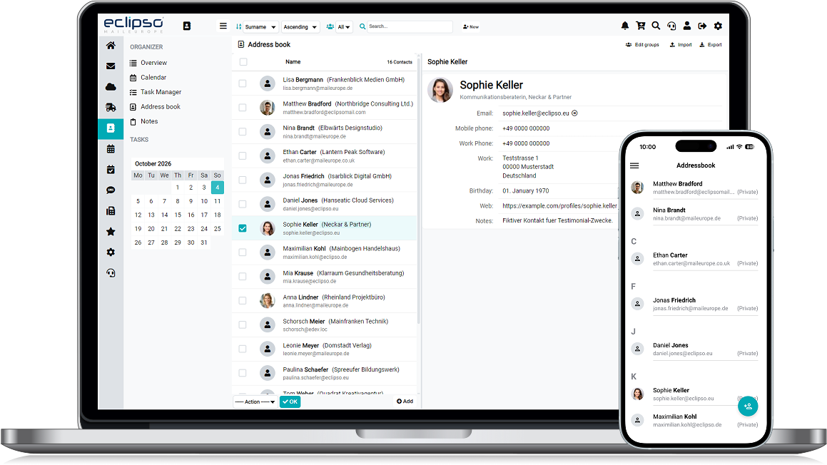 eclipso Address Book - Manage your contacts online